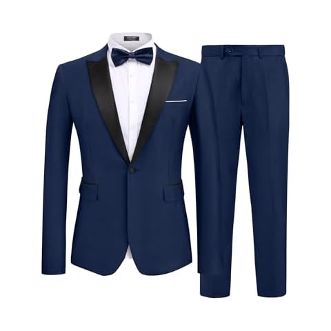 COOFANDY Men's Navy Blue 2 Piece Suit Cover
