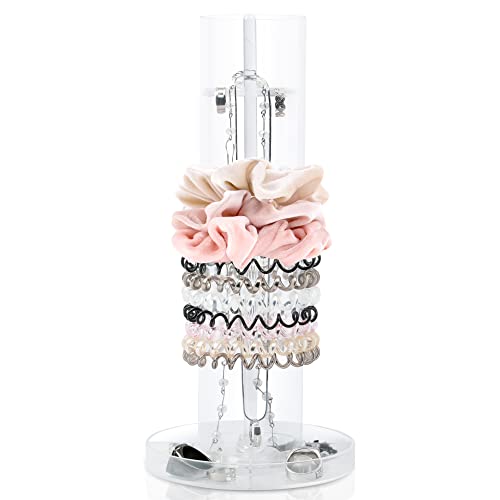 All-In-One Clear Acrylic Scrunchie Holder: Scrunchie Organizer, Hair Tie Holder, Jewelry Tray, Necklace Holder, and More, Great Gift Idea, Removable Display Organizer for Accessories Storage