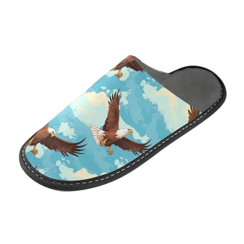 Flying Hawk Fuzzy Slippers Soft Home Bedroom Slippers for Women Men House Shoes