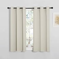 PONY DANCE Beige Thermal Curtains - 37x48 Inch, 2 Panels, Privacy Protection, Energy Saving Drapes for Kids Bedroom, Kitchen