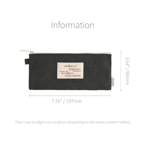 Image of Monolike Archive247 Faded Pencil Case, Dark Gray - Classic Muted Tone Desk Organizer, Vintage Minimalist Writing Instrument Pouch