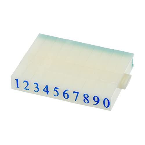 YOKIVE Combinación Número Sello, Sello Desmontable con 9 Dígitos Presione Número, Excelente para DIY Manualidades (Azul, Verde, Blanco, 1.46 x 0.33 x 0.2 Pulgadas)