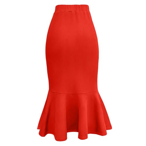 Women's Fishtail Skirt Elegant Ruched Skinny Bodycon Ruffle Long Skirts Cocktail Evening Party Wedding Skirt2