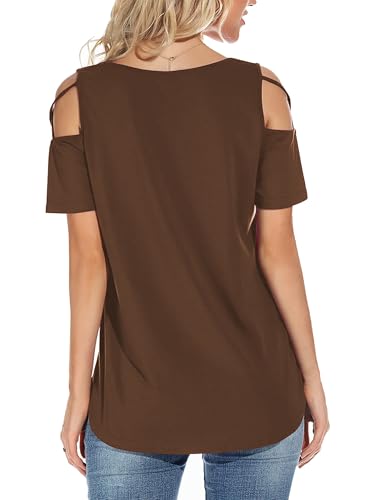 Image of Jar of Love Women's Summer Tops Short Sleeve Cold Shoulder Tops T-Shirts for Women Spring Summer Tops Loose Fit Tunic 2026