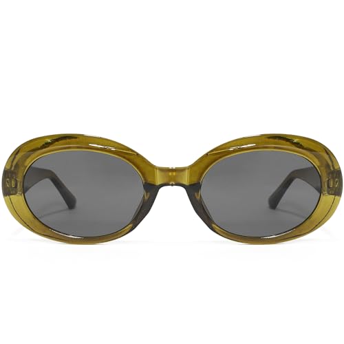 Retro Oval Sunglasses for Women Men 90s Style Vintage Small Sun Glasses UV400 Protection Shades 1012