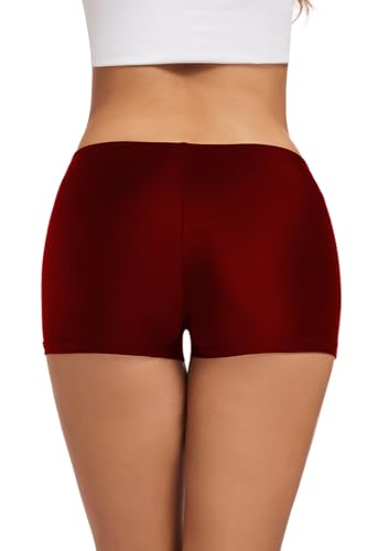 Micosuza Womens Swim Boyshorts Bikini Bottom Boardshorts Mini Short Beachwear Burgundy 10