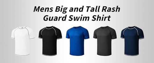 Men's Big and Tall Quick Dry Rash Guard T-Shirt Swim Athletic Performance Shirt4