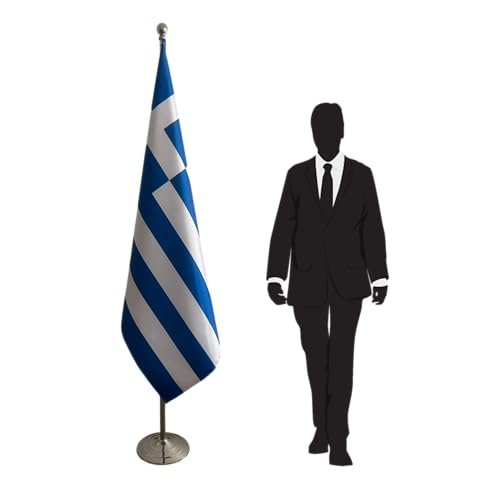 Drapeau Grèce avec pied et mât officiel pour ambassade et cérémonie internationale CN1-GR