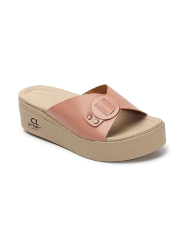Image of Carlton London women's Flatform Comfortable Slide Sandals with Buckle