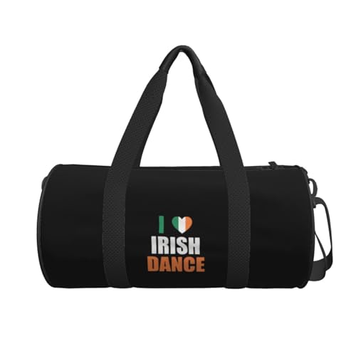 I Love Irish Dance Convertible Garment Bag with Shoulder Strap, Carry on Garment Duffel Bag for Men Women - Rolling Foldable for Travel Luggage Bags (Black)2