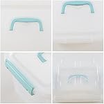 6 Boîtes de rangement claires en plastique L avec poignées vertes à la menthe, petites boîtes de rangement en laque, paquet de 6