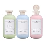 ASEVAT 6.7oz 3Pcs Plastic Refillable Travel Shampoo and Conditioner Bottles Refillable Travel Bottle with Flip Cap Plastic Refillable Shampoo and Conditioner Bottles