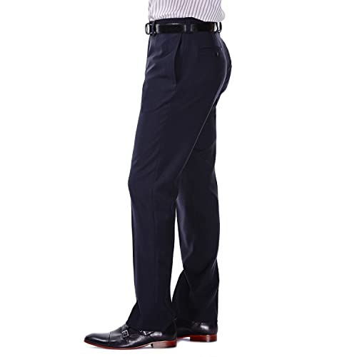 Haggar Mens ECLO Stria Expandable-Waist Plain-Front Dress Pants, Navy, 44W x 30L US by Haggar - Used condition - Image 3