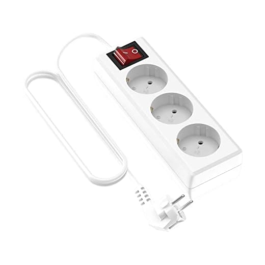 Garza - Base múltiple con interruptor, 3 enchufes, Cable de 3 metros, Protección infantil, Blanco