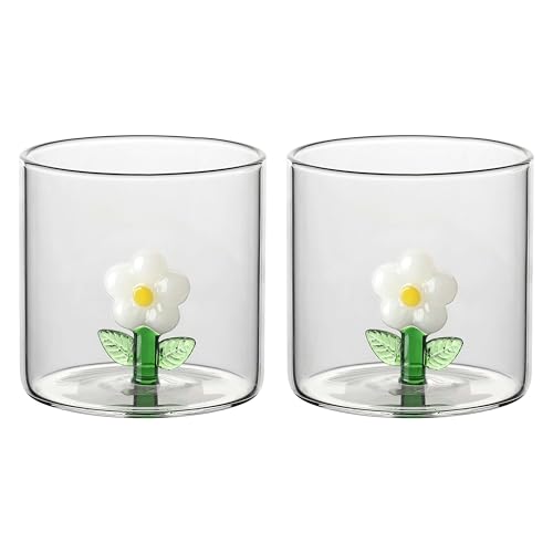 THUN - Set 2 bicchieri in vetro margherita - Borosilicato - Country Bloom - 300 ml