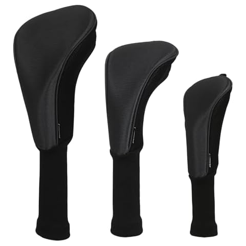 Craftsman Golf 3pcs/Set Meshy Neoprene Golf Club Headcover for Driver Fairway Hybrids Rescue (Black) Cover