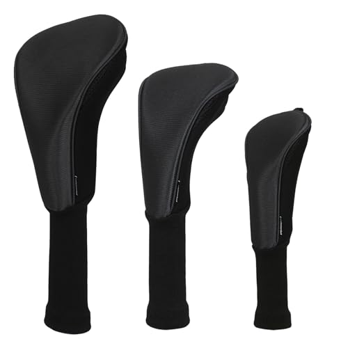 Craftsman Golf 3pcs/Set Meshy Neoprene Golf Club Headcover for Driver Fairway Hybrids Rescue (Black) by CRAFTSMAN GOLF - Used condition - US$18.79