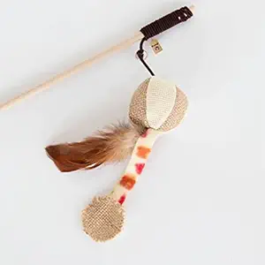 VetSafe Cat Teaser Playing Stick & Feather Interactive Teasing Wand Toy with 45 cm Rod Rope 67cm- (Play Feather Ball - 1Piece)