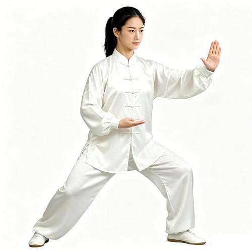 ZooBoo Unisex Rayon Tai Chi Uniform Kung Fu Clothing (White, M)