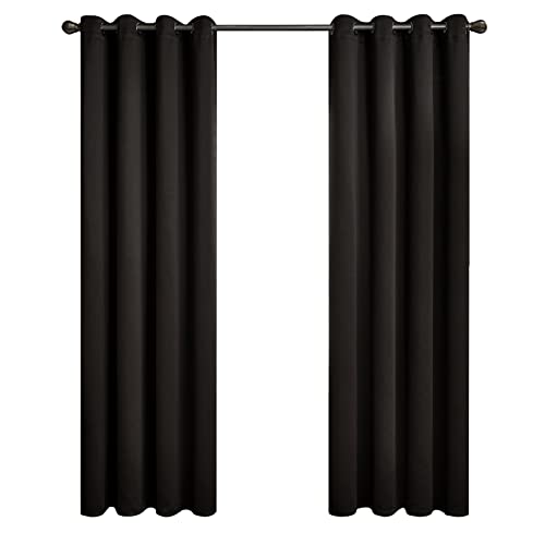 Topfinel Rideau Noir Occultant 140x240 cm Rideaux Salon Thermique Isolant A Oeillets Rideau Phonique Anti Bruit Décoratif Salon Moderne Chambre Enfant Adult Cuisine