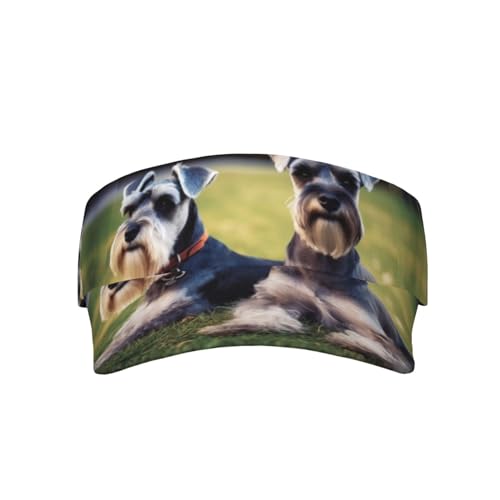Adult Schnauzer Dogs Sunscreen Visor Cap for Women Men Visor Hat Empty Top Baseball Cap Adult Sun Cap Black