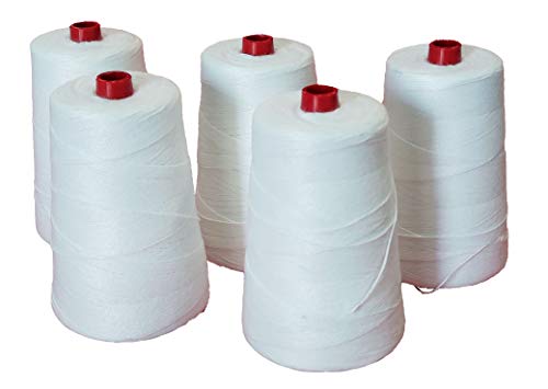 Bobine da 200 g. Vrysac - Pack x5 Bobine di Filo di Poliestere per Cucitrici per Sacchi - 930m (1017 yd) - Nm 20/4-200 gr. - Filo Poliestere ad Alta Resistenza per Cuciture - per Cucire Rafia, Carta o Juta