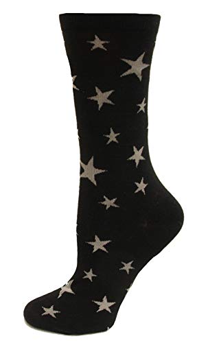 HotSox Glow In The Dark Stars Socks, Black, 1 Pair, Women Shoe 4-10