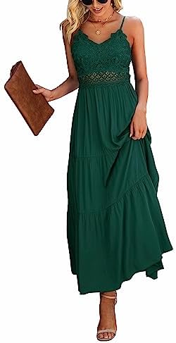 Dokuritu Women's Beach Crochet Lace Maxi Dress Solid Color Summer...