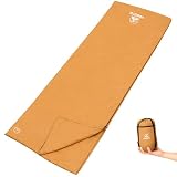 YOGOTO 寝袋 シュラフ 超軽量 コンパクト 柔らかい 封筒型 連結可能 丸洗いOK キャンプ 車中泊 防災用 収納袋付き 夏用 オールシーズン キャメル フードなし