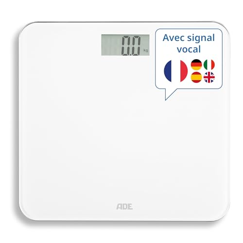 ADE Pèse-personne parlant Gina | Fonction vocale et annonce du poids jusqu'à 250 kg | 5 langues |...