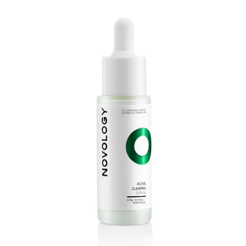 Novology Acne Clearing Serum with Thymol and Terpineol | Face Serum For Acne, Whiteheads, Blackheads | Non-sticky, Non-Irritating, Non-Comedogenic| For Oily, Acne Prone Skin | 28 ML