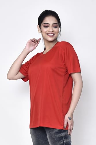 Image of Roy's Casual Regular Fit Cotton Round Neck Half Sleeve T-Shirt for Women I Comfortable & Breathable Women Tops in Solid Pattern Multicolor, Size - S to XXL