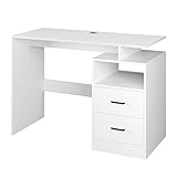 Großer und geräumiger Stauraum: Zwei 36.5x36.3x18cm Schubladen und ein offenes Fach bieten viel Stauraum für Dokumente, Bürogeräte und andere Gegenstände. Sie können immer eine saubere Arbeitsumgebung aufrechterhalten. Der große Tischplatte (108x48cm) bietet ausreichend Platz für Bildschirm, Laptops, Bücher usw.