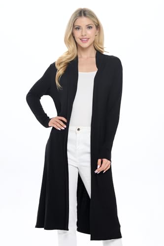 Women's Long Cardigans Casual Essential Maxi Extra Duster Open Front Sleeve Lightweight with Pockets Cardigan