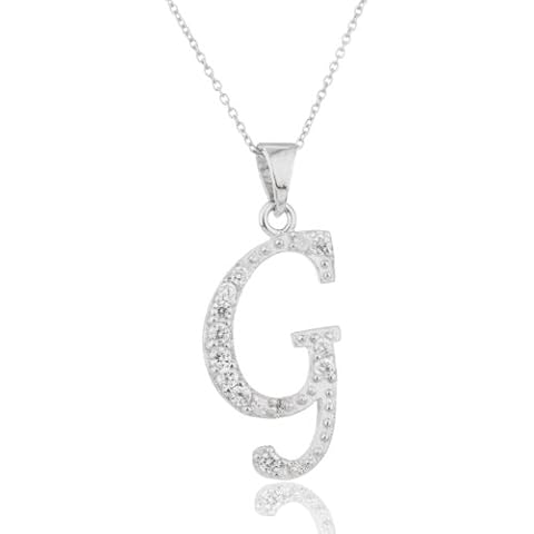 925 Sterling Silver 'Letters of the Alphabet' Pendant with Cz Stones and an 18 Inch Link Necklace, Metal Cover