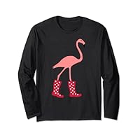 Flamingo Wellington Boots Long Sleeve T-Shirt