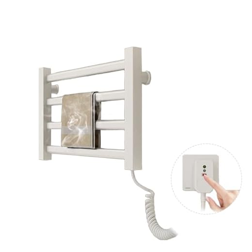 Calentador de Toallas Eléctrico Inteligente 55℃, Varilla de Secado Eléctrica y Secador de Toallas Multifuncional, Sin Taladro en Aluminio Montado en Pared en Carril de Toallas Recto (Blanco)