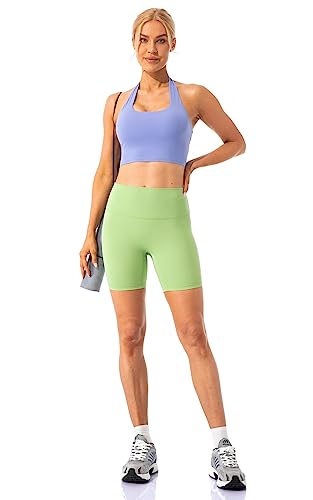Lavento Women's All Day Soft Yoga Shorts 6 Inch - Buttery Soft Workout Active Shorts For Women (Spring Mint, 4) #TOP2