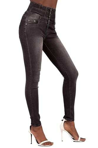 Glook Women's High Waisted Tummy Control Skinny Fit Jeans Pants3