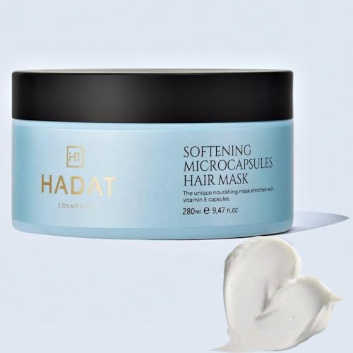 HADAT Cosmetics mascarilla capilar suavizante con microcápsulas de vitamina E y aceite de crambe – protección UV y brillo, tratamiento nutritivo y restaurador para cabello seco y quebradizo
