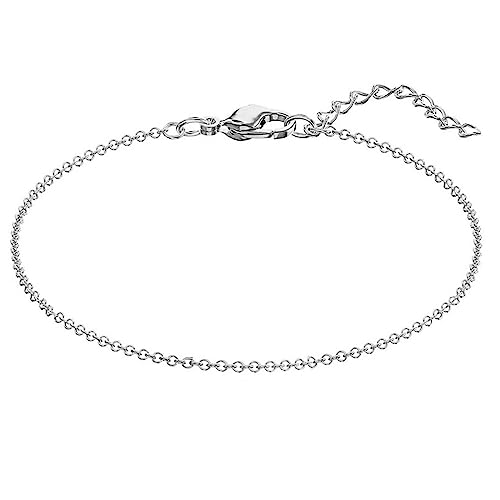 Tobillera de oro blanco para mujer de 18K resistente al agua longitud de 30 cm KnSam