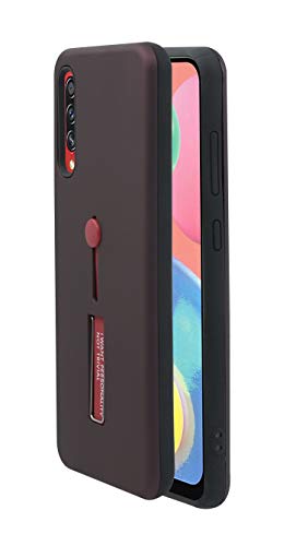 Image of Heartly Matte Finish Shockproof Dual Layer TPU + PC with Stand & Finger Holder Case Cover for Samsung Galaxy A70s / A70 - Burgundy