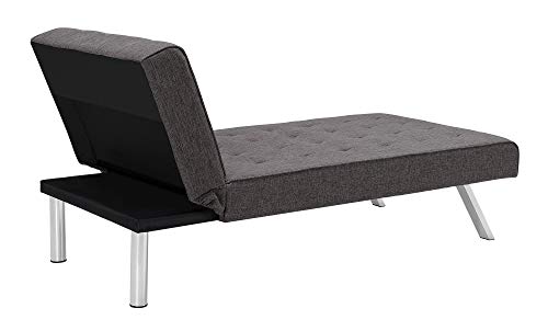 Dhp Emily Chaise Lounger With Chrome Legs, Grey Linen #TOP3