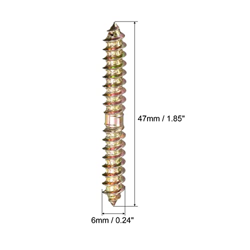 uxcell Tornillos Hanger Bolt 6x47mm, 24 piezas, doble rosca auto-tapping para conectar madera miniatura 2