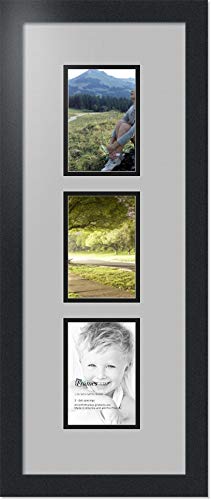 ArtToFrames Collage Photo Frame Double Mat with 3 - 4x6 Openings and Satin Black Frame