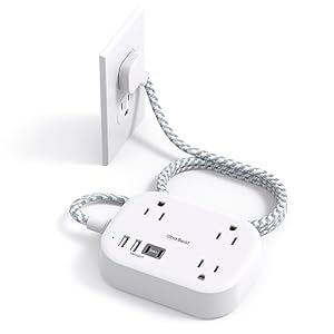Cruise Essentials 2025,One Beat Travel Power Strip with USB C,Flat Plug Extension Cord with 3 Outlets 4 USB Ports(2 USB C),5 ft Desk Wall Outlet Extender,Non Surge Protector for Cruise,Dorm Room,ETL