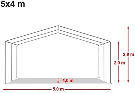 Diagram illustrating the dimensions of the 5x4 meter party tent