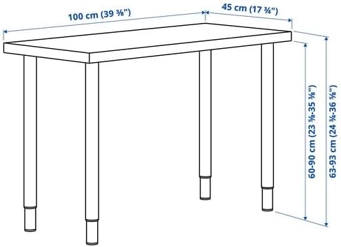 Ikea m19590159 Linmon Linmon Desk White 39.4 x 17.7 inches 100 x 45 cm