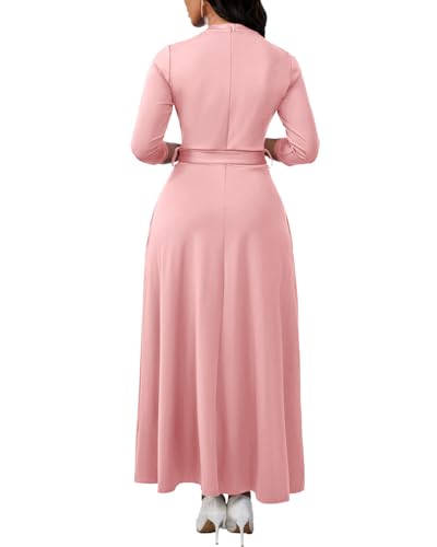 Image of BubFee Maxi Dresses for Women Semi Formal Long Dress 3 /4 Sleeve Casual A-line Church Dresses with Pockets