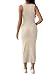 GORGLITTER Damen Umstandskleid Ärmellos Strickkleid Rundhals Midikleid Stretch Schwangerschaftskleid Bequem Freizeitkleid Sommer Outfit Aprikosenfarben S